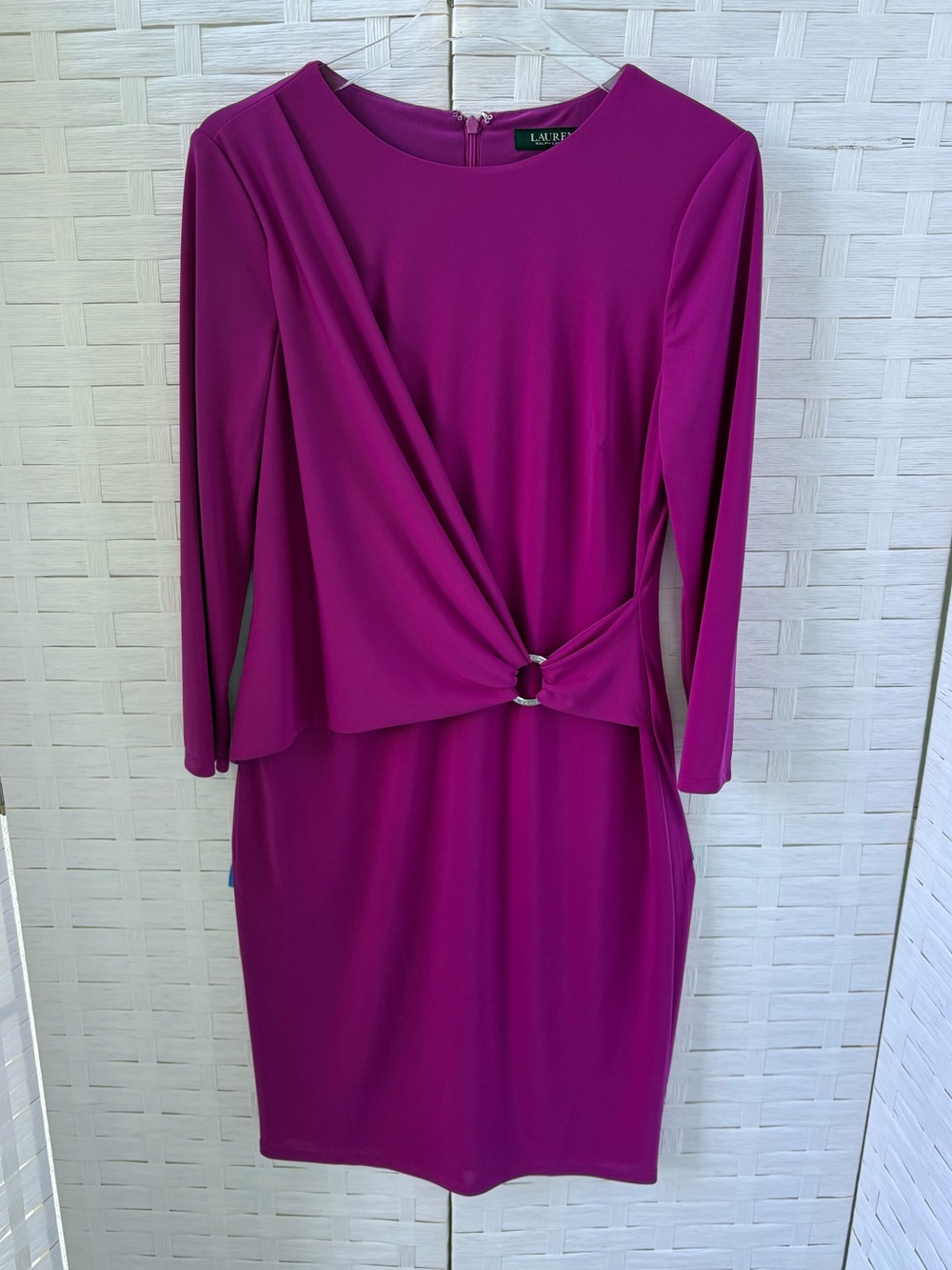 Lauren Ralph Lauren Black Label Size 12 Twist-Front Dress in Magenta Career
